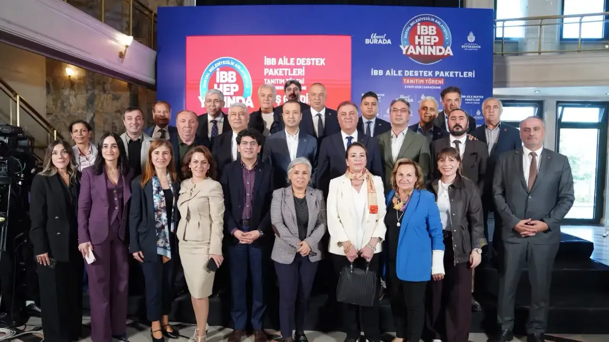İBB Başkanvekili Nuri Aslan'ın 2027 sosyal destek programını açıkladığı basın toplantısından bir kare.