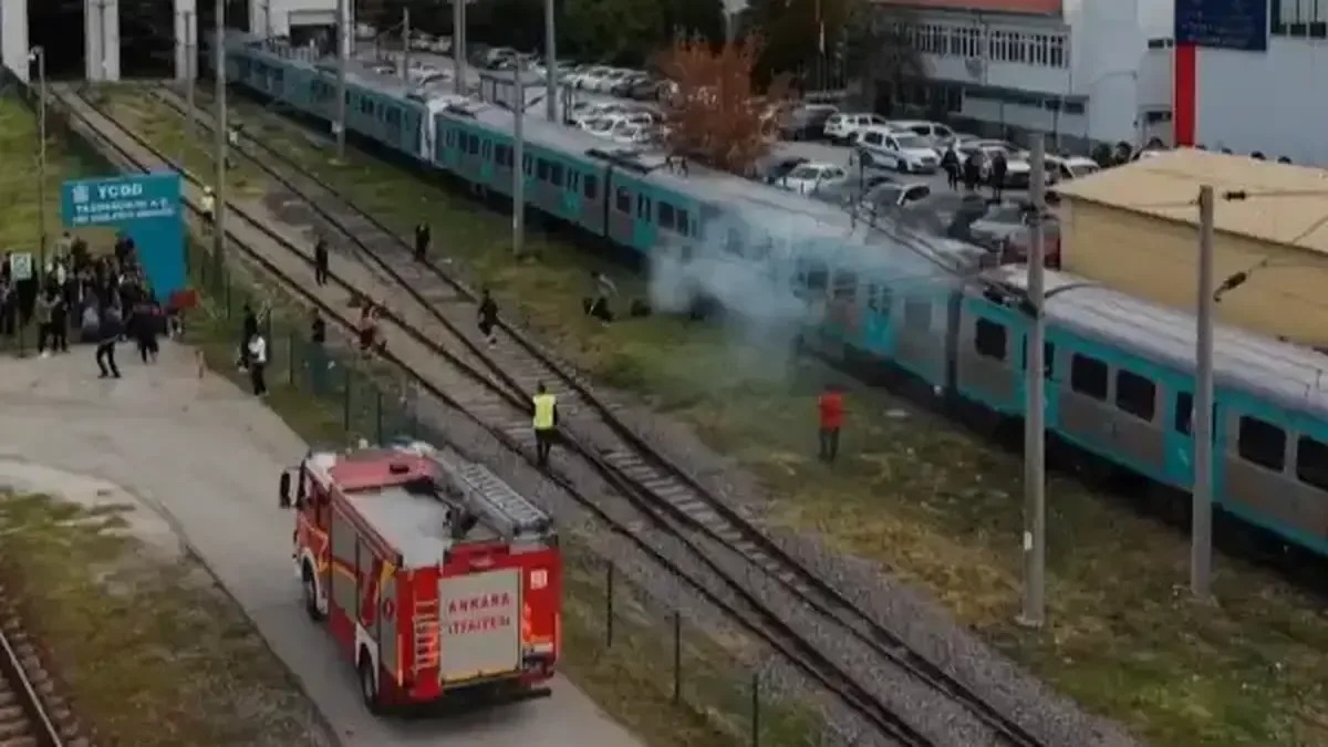 Başkentray hattında gerçekleştirilen yangın tatbikatı anları.