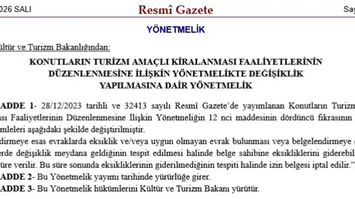 Turizm amaçlı konut kiralama belgelerinde 30 gün süre verildi - Detay Görsel 1