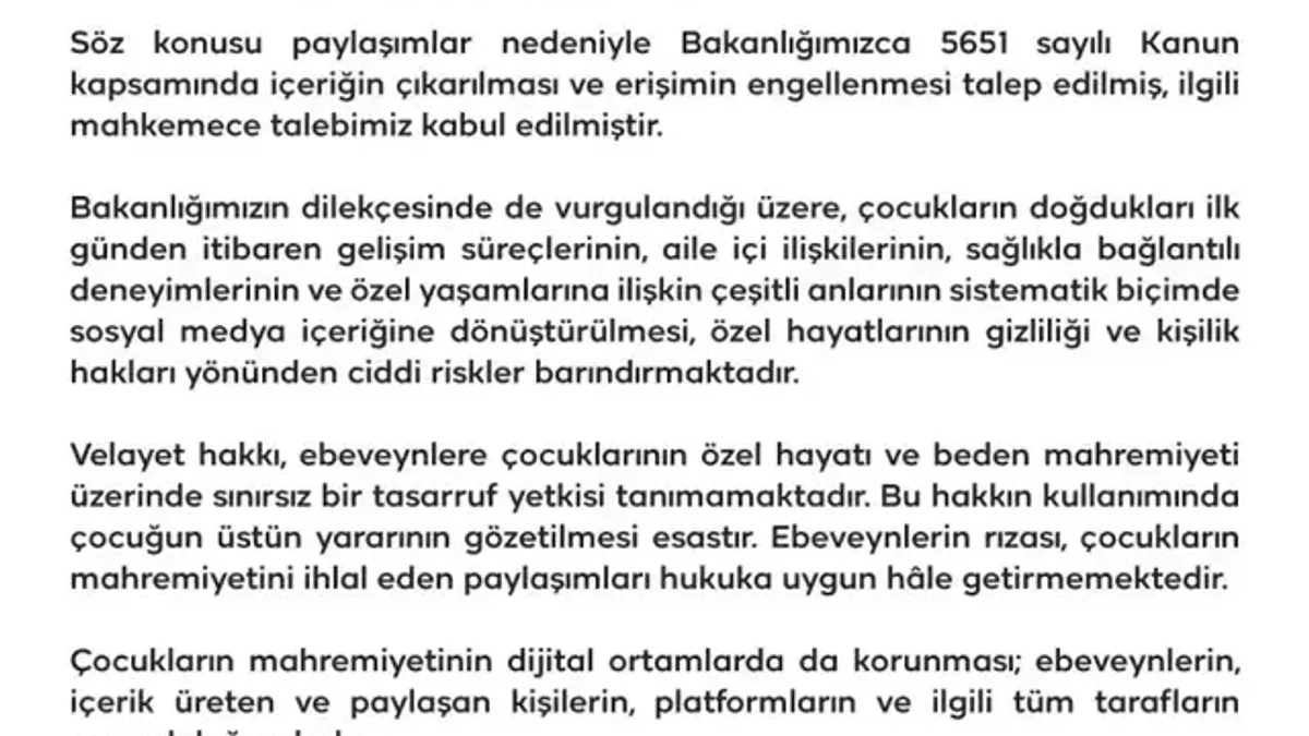 Bakanlık çocuk mahremiyeti için harekete geçti - Detay Görsel 1