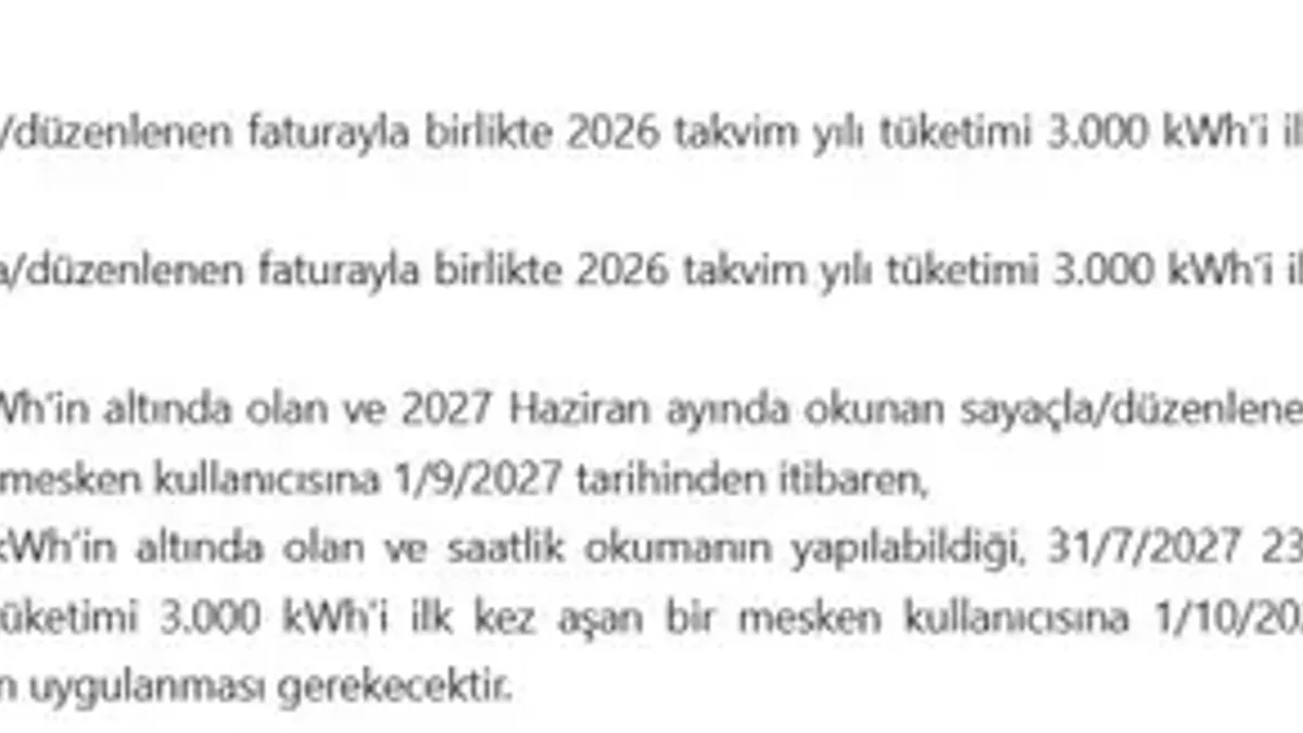 EPDK elektrik tüketim limitini 3 bin kWh’ye düşürdü - Detay Görsel 1