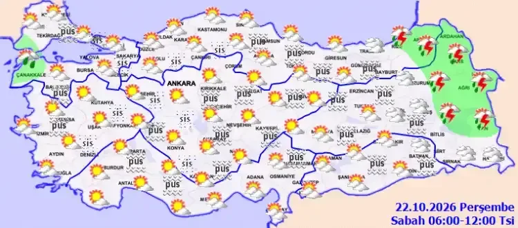 Meteoroloji 22 Ekim hava tahminini açıkladı - Detay Görsel 1