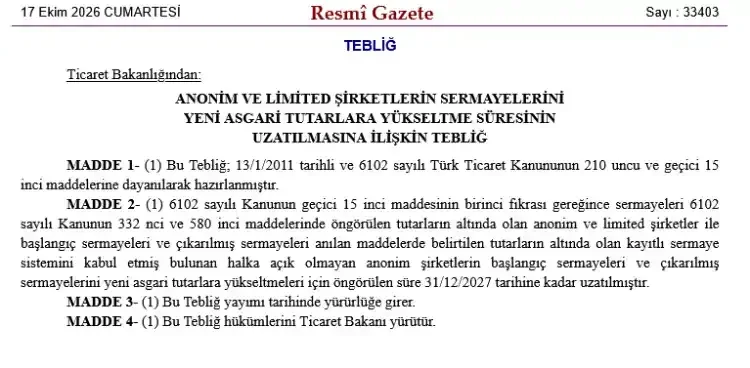 Şirketlere sermaye için yeni takvim - Detay Görsel 1