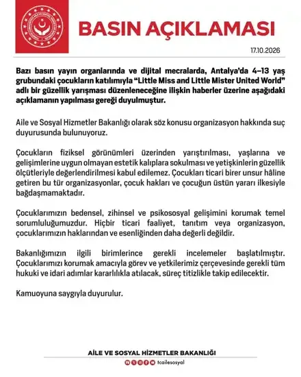 Bakanlık çocuk güzellik yarışmasına suç duyurusu - Detay Görsel 1