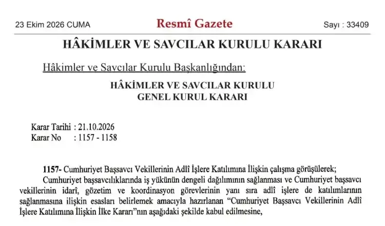 Yargıda yeni düzenleme: Başsavcı Vekilleri adli işlere katılacak - Detay Görsel 1