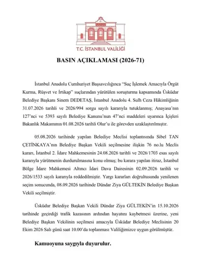 Üsküdar'da yeni başkan vekili seçimi tarihi belirlendi - Detay Görsel 1