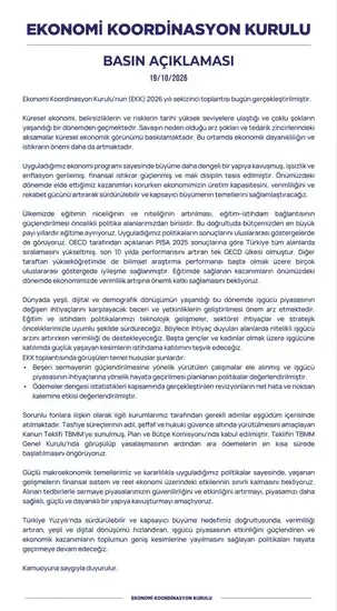 Ekonomi Koordinasyonu 8. toplantısını gerçekleştirdi - Detay Görsel 1