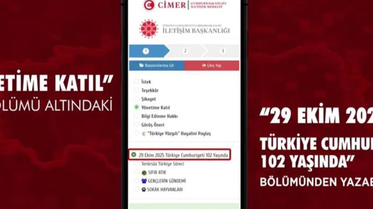Vatandaşlar Cumhuriyet duygularını CİMER'den paylaşabilecek