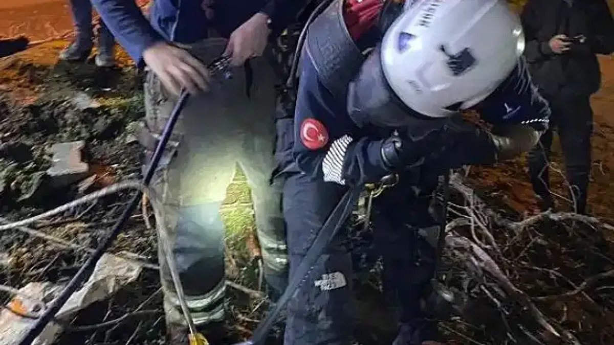 İtfaiye ekipleri buzağıyı düştüğü kuyudan çıkardı