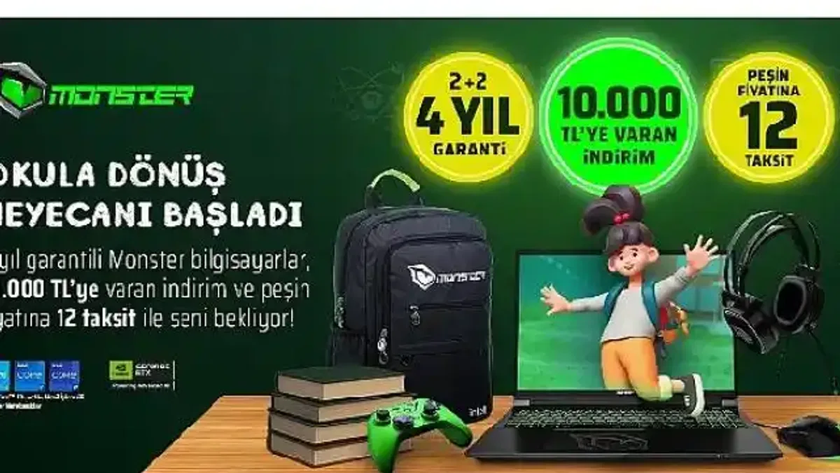 Monster'dan benzersiz okula dönüş kampanyası Okula dönüş kampanyası başladı: 4 yıllık garanti ve 10 bin TL'ye varan indirim