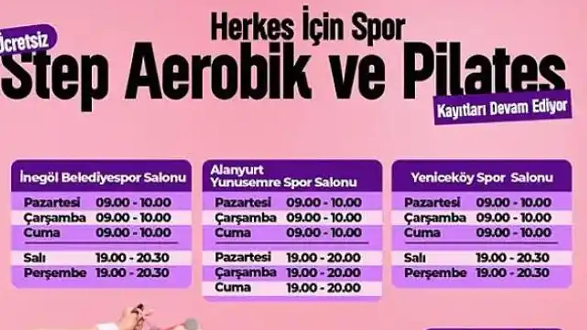 Kadınlar İçin Ücretsiz Step, Aerobik Ve Pilates Kayıtları Başlıyor