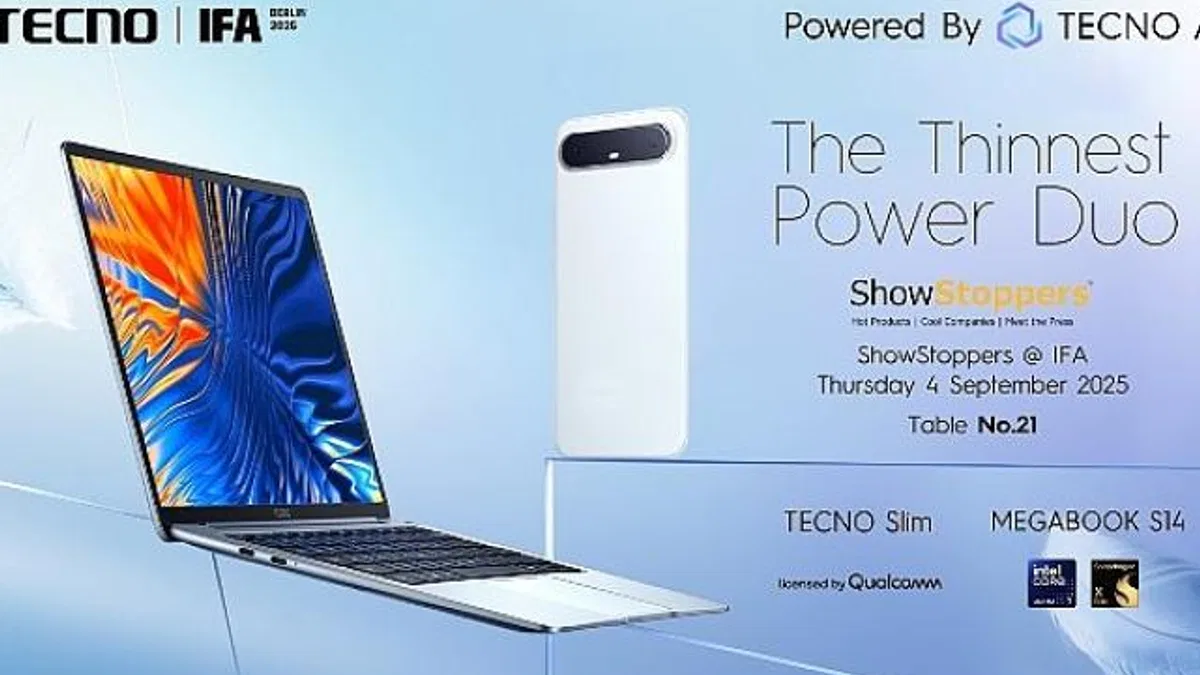 TECNO, IFA ShowStoppers 2025'te TECNO Slim Akıllı Telefonlarını ve Yapay Zeka Destekli Dizüstü Bilgisayarlarını Tanıtacak