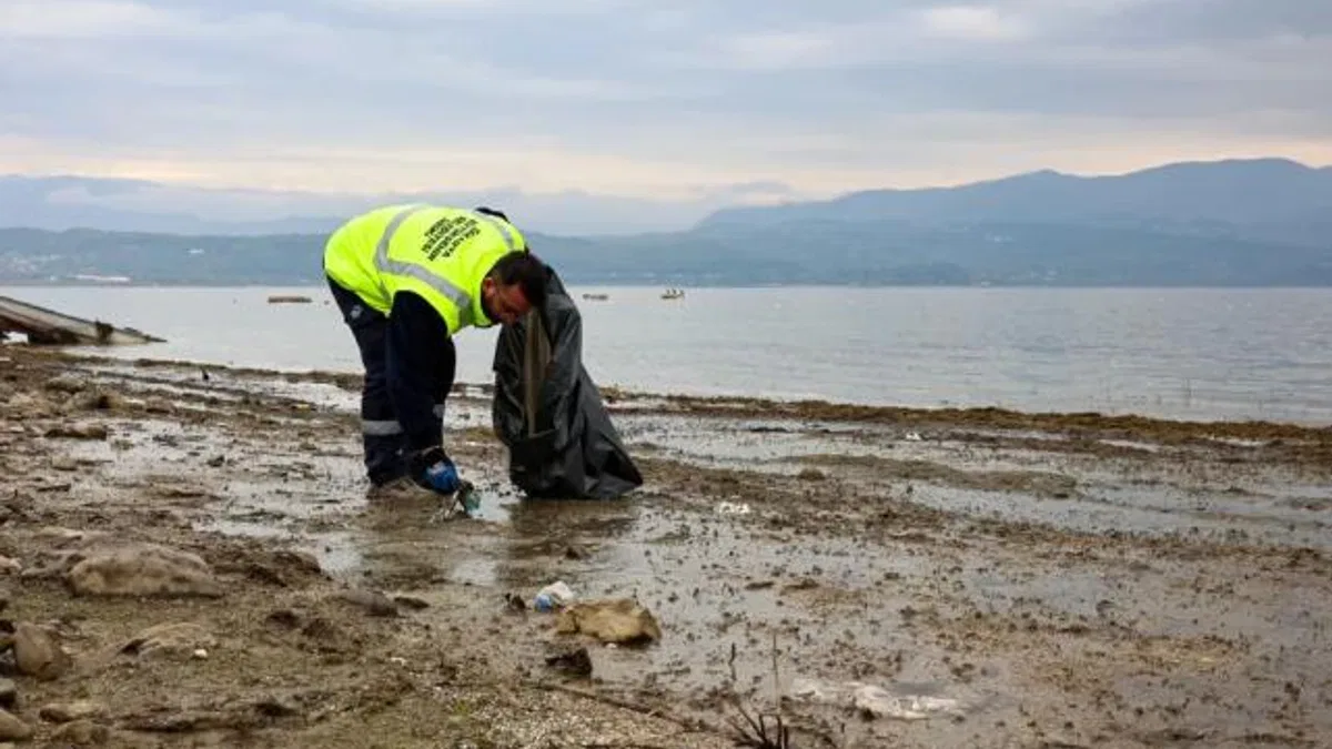 Sapanca Gölü'nde ekosistemi koruyan kıyı temizliği