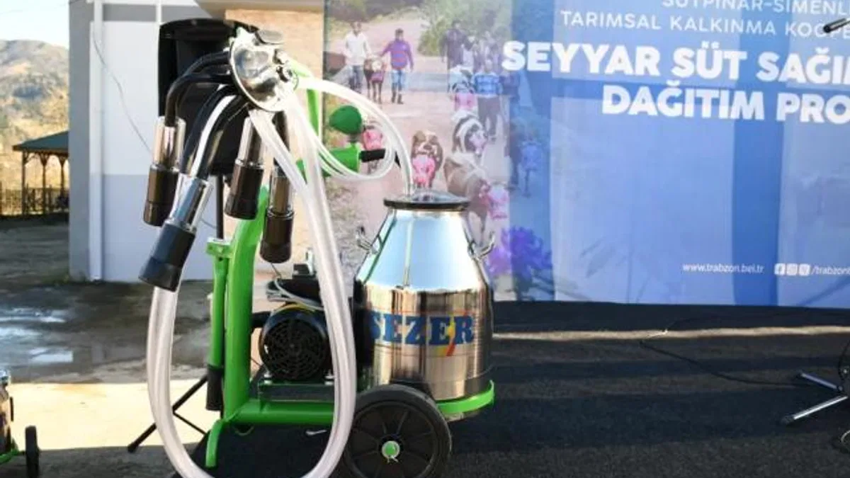 Trabzon'da çiftçilere süt sağım makinesi desteği