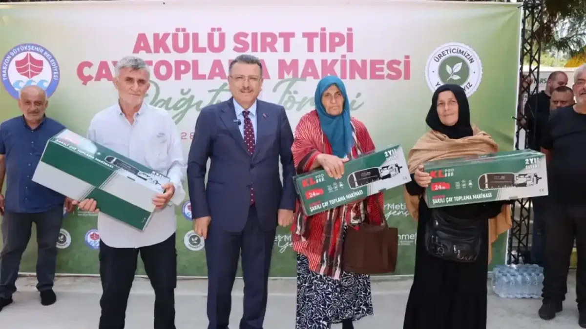 Trabzon'da çay üreticisine şarjlı makine desteği