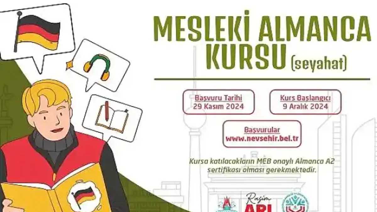 Nevşehir Belediyesi Gençlik ve Spor Hizmetleri Müdürlüğü bünyesinde Seyahat içerikli Mesleki Almanca Kursu açılacak.