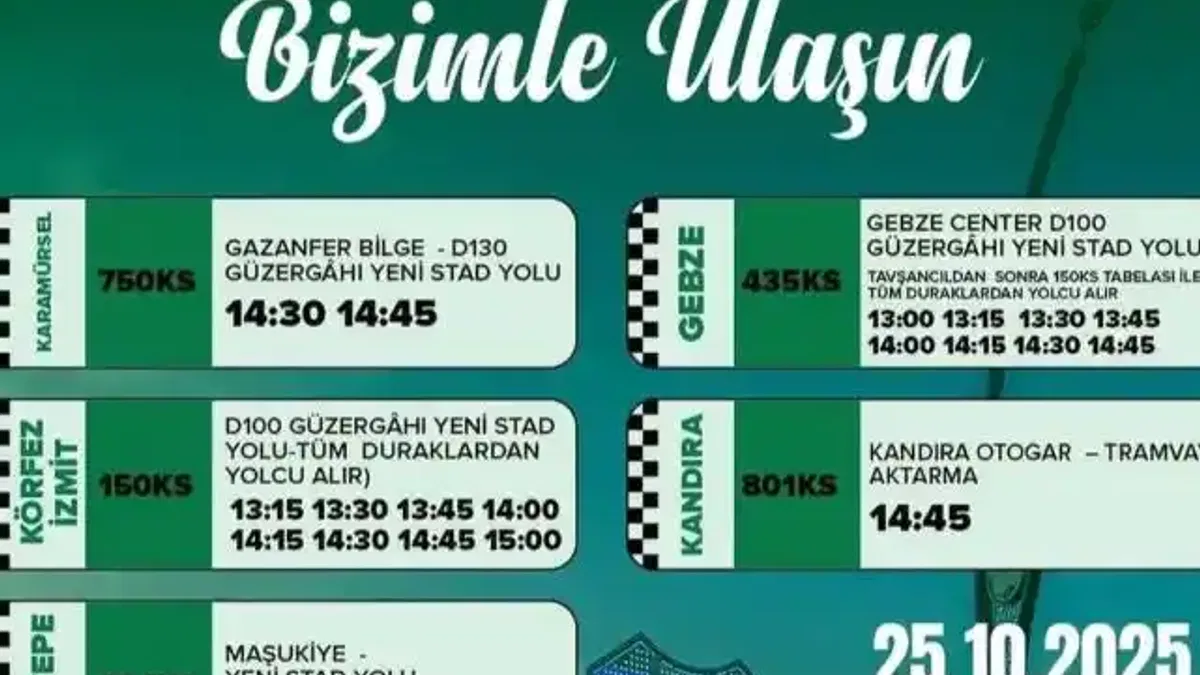 Kocaelispor maçına ulaşım seferberliği