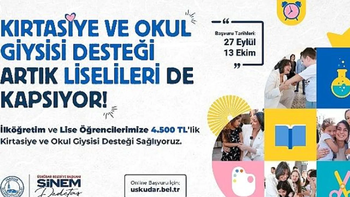 Üsküdar Belediyesi'nin ilköğretim ve lise öğrencilerine kırtasiye ve okul giysisi desteği sürüyor.