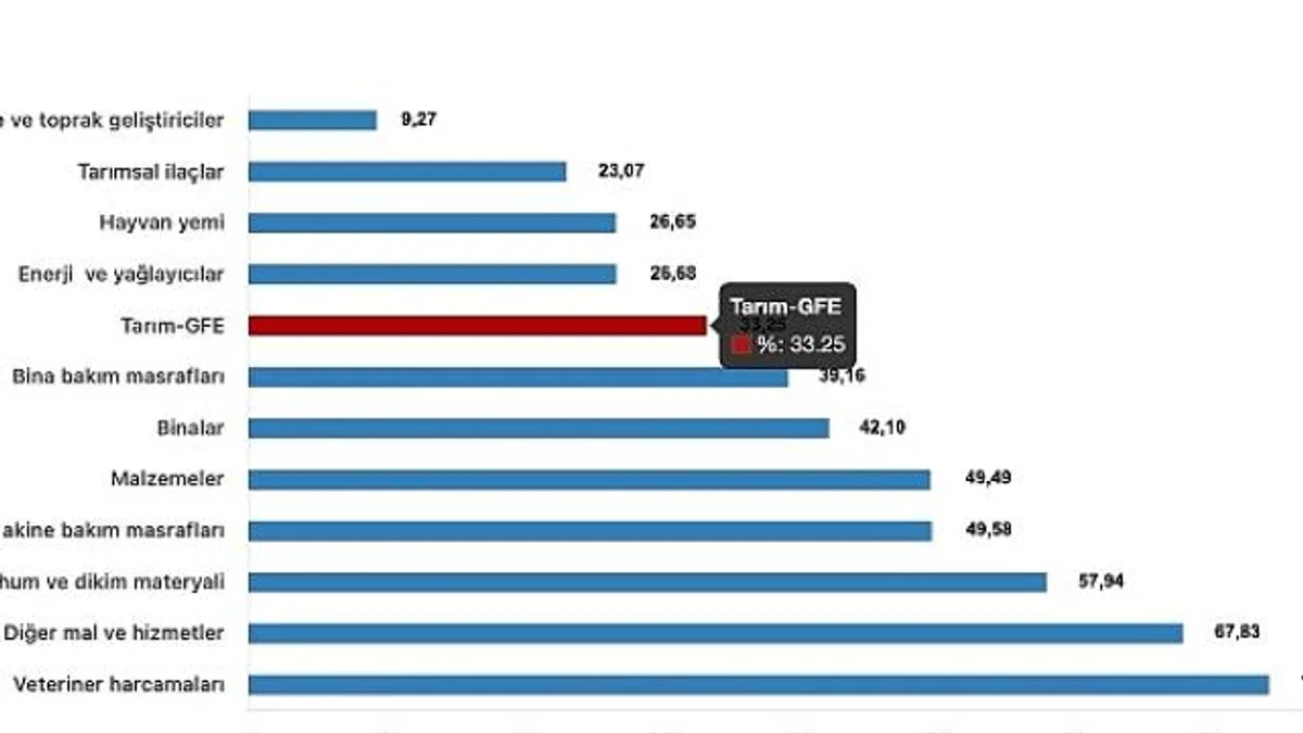 Tüik: Tarımsal girdi fiyat endeksi (Tarım-GFE) yıllık %33,25 arttı, aylık %1,39 arttı