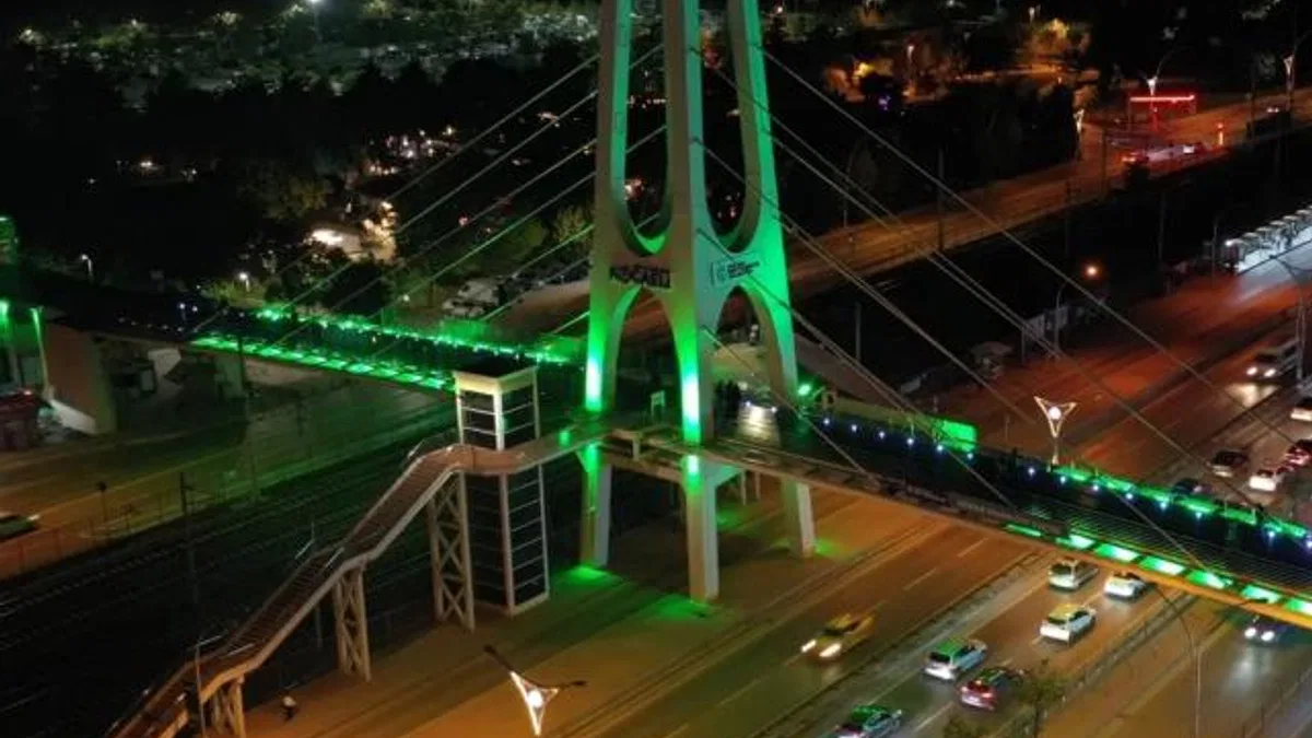 Kocaeli'nde üst geçitler yeşile büründü