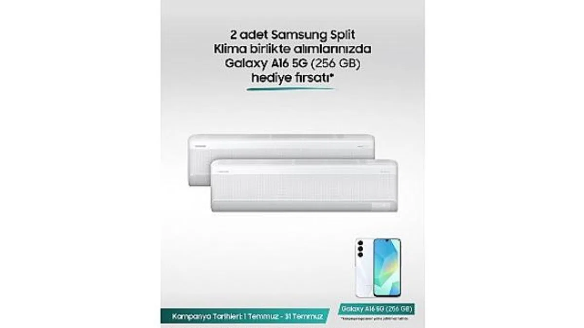 Samsung Split Klimalarda 2'li alımda Galaxy A16 5G telefon hediye fırsatı!