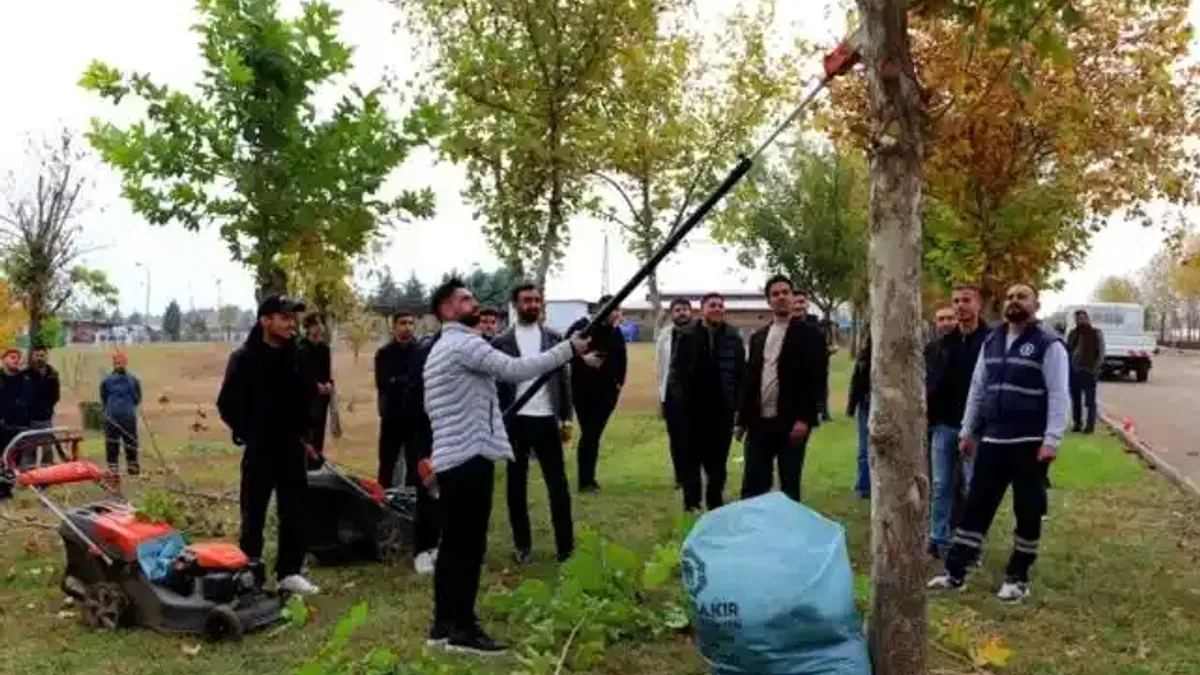 Diyarbakır'da üniversite öğrencileri sahada budama tekniklerini uygulamalı öğrendi