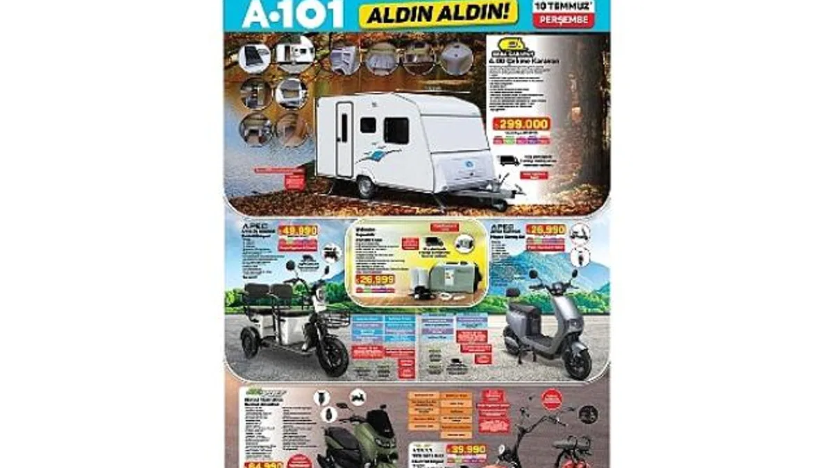 A101 10 Temmuz İtibarıyla Moped, Karavan ve Teknolojik Ürünleri Tüketicilere Sunuyor