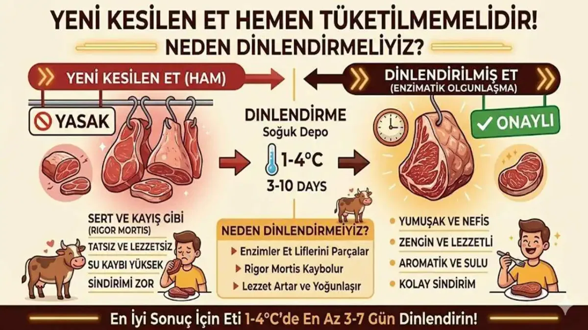 Yeni kesilen et hemen tüketilmemeli