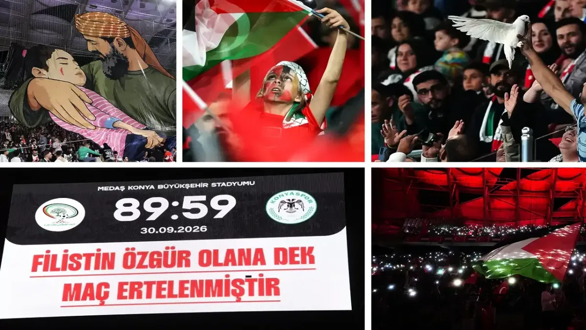 Filistin ile dayanışma Konya'da tribünlerden yükseldi